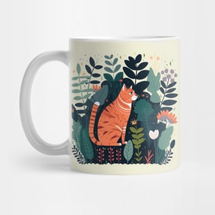 Orange Cat in Garden Mug